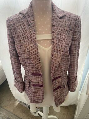 Pink Plaid Tailored Women's Blazer